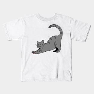 Grey Stripe Cat Stretch Kids T-Shirt